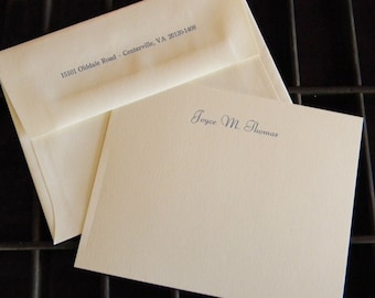 Personalized Letterpress Stationery Set: Custom Note Cards with Return Address (25 Count)