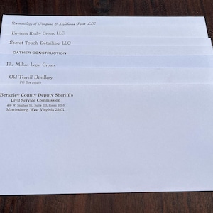 Custom Letterpress Printed #10 Regular Envelope - Bright White Wove #10 Smooth Finish Professionally Letterpress Printed (500) FREE SHIPPING