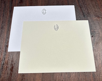Virkotype Monogram Note Card Set: Custom Stationery with Return Address (25 Count)