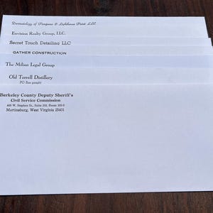Custom Letterpress Printed #10 Regular Envelope - Bright White Wove #10 Smooth Finish Professionally Printed (25)