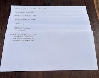 Custom Letterpress Printed Envelopes: Bright White, Black Ink (25 Count)
