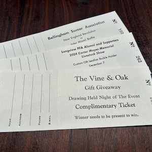 250 Custom Numbered Raffle Tickets - Numbered and Perforated - FREE SHIPPING