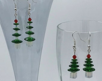 Swarovski Crystal Christmas Tree Earrings, Swarovski Holiday Earrings, Christmas Earrings, Swarovski Earrings, Swarovski Iridescent Earrings