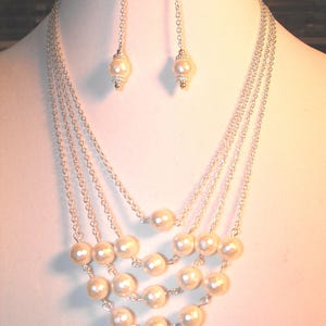 Faceted shell pearl necklace, pearl choker, pearl necklace, chain necklace, crystal necklace set, wedding necklace, bridesmaid necklace