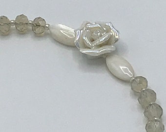 Wedding necklace, Mother of pearl necklace, Crystal Necklace, Ivory necklace, Gift for her, Best selling necklace, Flower girl necklace
