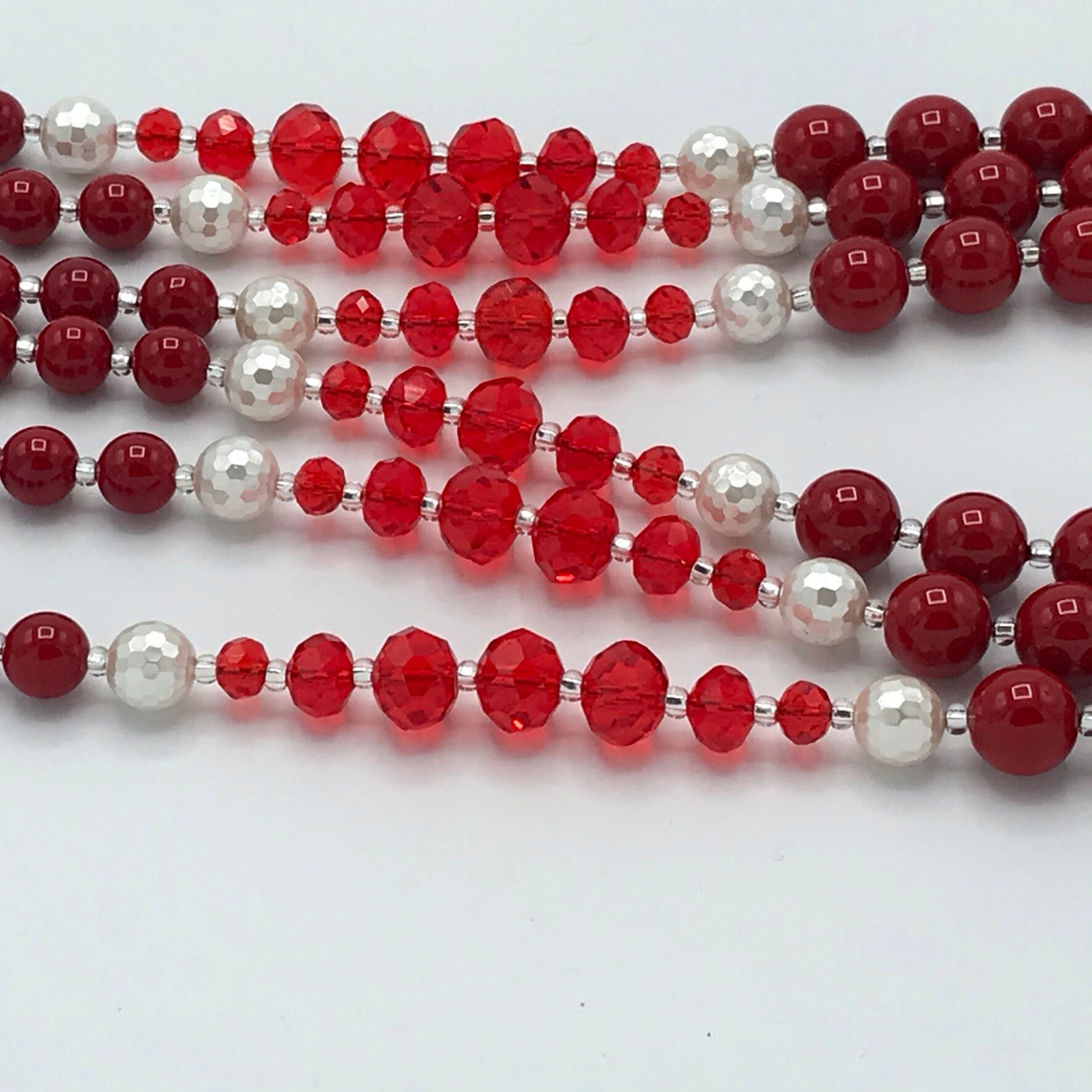 Red Pearl Necklace, Crystal Necklace, Multistrand Necklace, Best