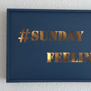 Objectlijst #SUNDAY FEELING verlicht met batterij, sierlijst oceaanblauw
