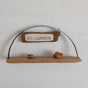 Door Wreath Shield Welcome Wreath Arch Driftwood with Shells image 1