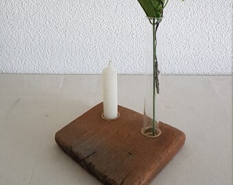 Driftwood - Test tube vase with card holder