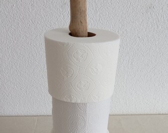 Roll holder for toilet paper, made of driftwood, max. 3 rolls