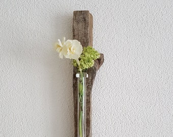 Wall vase - driftwood, vase, wall decoration, flower vase, old wood, wall decoration