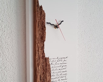 Treibholz - Wanduhr auf Leinwand mit Stempeldruck