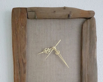 Wanduhr aus Treibholz - natur Leinwand