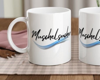 Muschelsucher - Weiße Keramiktasse, Kaffeetasse, Teetasse, Becher