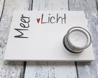 Sea Light with Heart - Tealight Holder, Foil Letters,