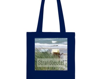 Stoffbeutel, Strandbeutel, Tragetasche, Jutetasche, Ostsee, Nordsee, Tasche, Farbe Navy, Black, White