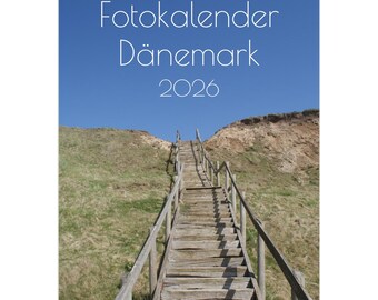 Fotokalender 2026, keukenkalender, kalender staand formaat, wandkalender Denemarken, aan zee, duinen en zandstrand