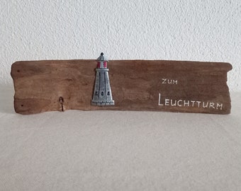 Treibholz Schild - zum Leuchtturm  ...