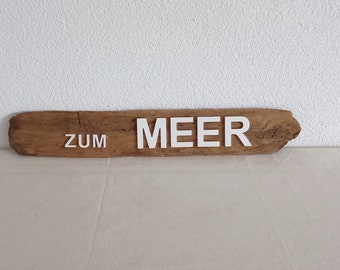 Treibholz Schild - zum Meer, Wegweiser