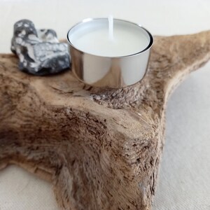 Driftwood root with tealight holder & stone heart image 6