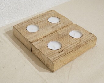 Driftwood ~ 4 Tea lights square, Candle Holder