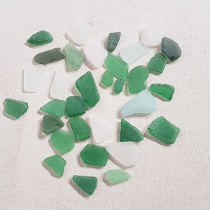 Sea glass in white & green 32 pieces image 1
