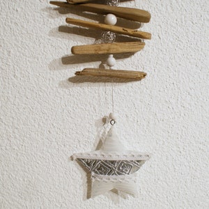 Driftwood wind chime white star image 2