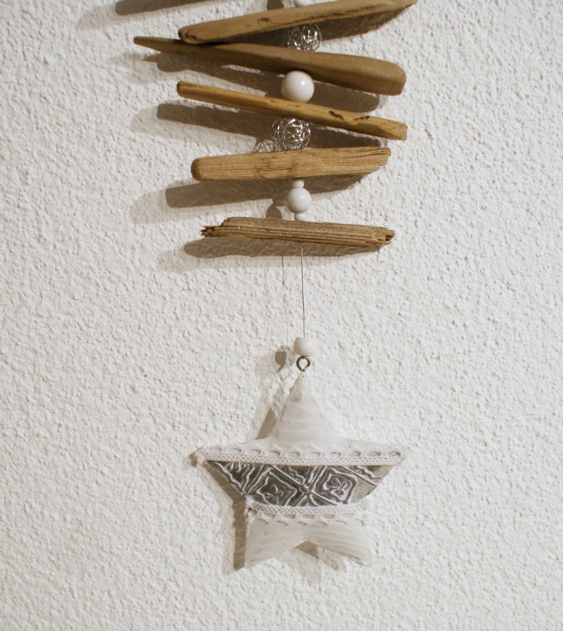 Driftwood wind chime white star image 2