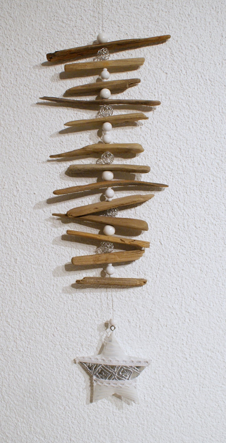 Driftwood wind chime white star image 1