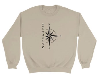 NORTHWÄRTS with compass rose - classic unisex sweater with crew neck, sweatshirts with sayings