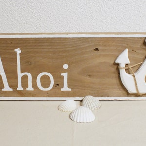 Wooden sign - A H O I , Shield with anchor, Anchorage