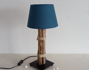 Table lamp "Driftwood" lampshade, petrol