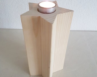 Leuchtender Holzstern - Teelichthalter