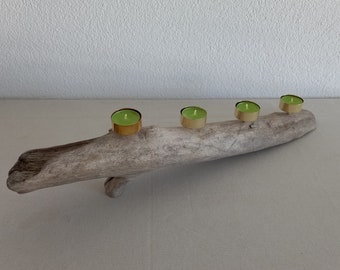 Driftwood branch with tea light holder, 4 flames