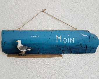 Moin Seagull-on driftwood, collage
