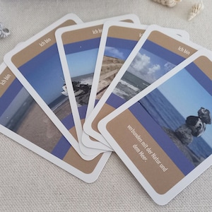 33 cartes d'affirmation avec des photos de la mer du Nord et de la mer Baltique, "Je suis..." pour l'énergie positive, l'affirmation de soi et l'inspiration