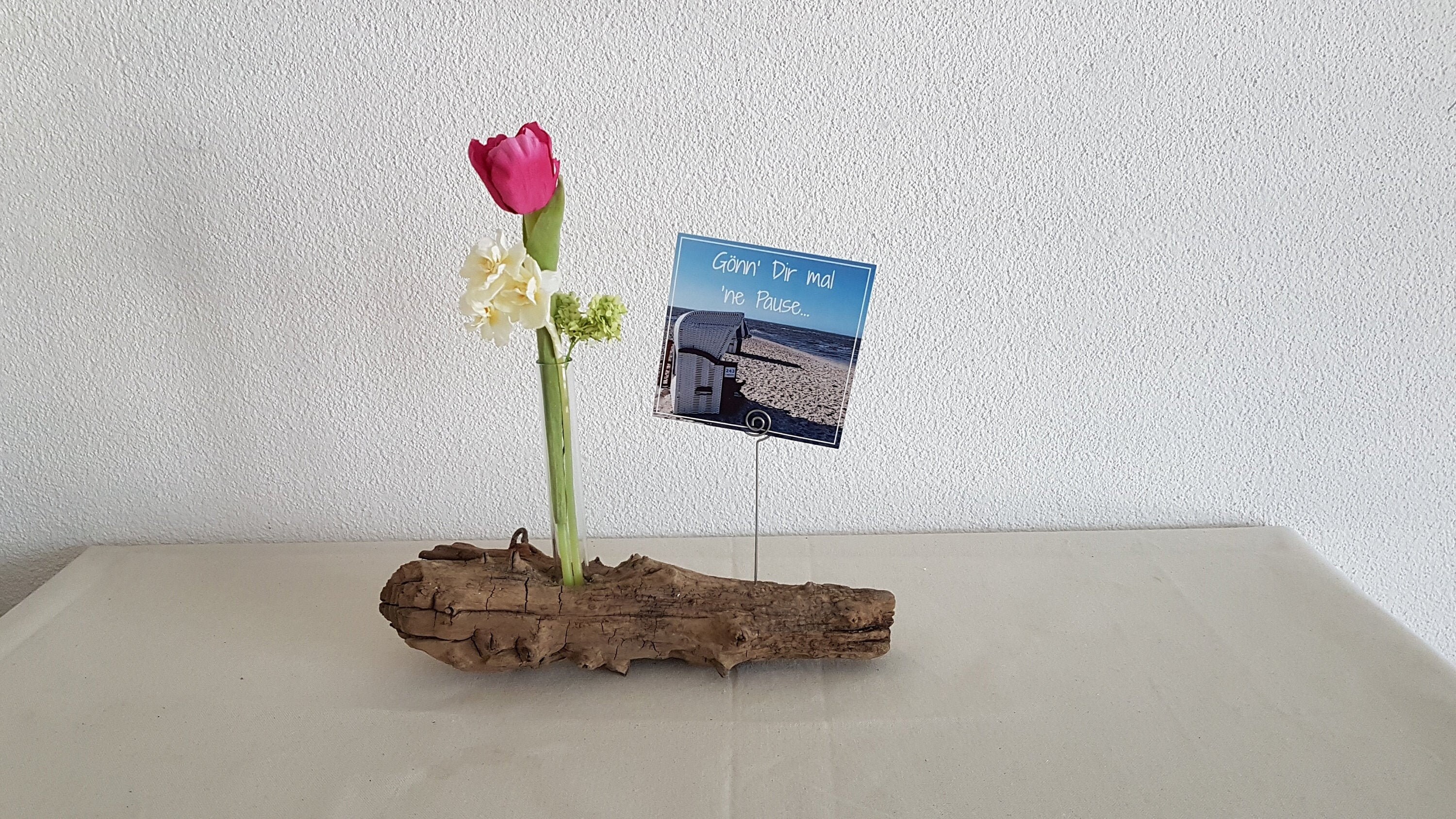 Driftwood - Test tube vase with card holder