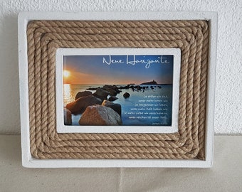 Picture frame in plaster, with rope - Juteschur