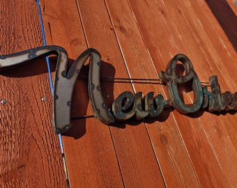 New Orleans metal sign vintage look home decor lettering 50"x 10.5" Patio decoration, Man Cave, Bar or Cantina wall art