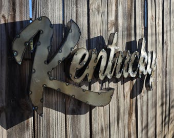 Kentucky sign vintage look home decor lettering Kentucky Patio decoration, Man Cave, Bar or Cantina wall art