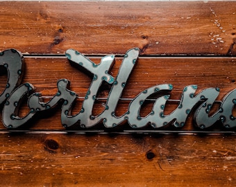 Portland metal sign wall decor Portland marquee lettering sign wall art