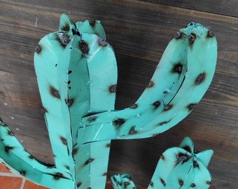 Modern Turquoise Metal Cactus