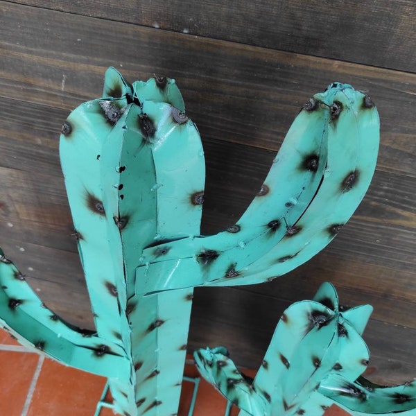 Modern Turquoise Metal Cactus