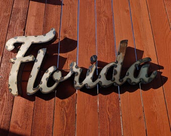 Florida metal sign vintage look home decor lettering 40"x 18" Patio decoration, Man Cave, Bar or Cantina wall art