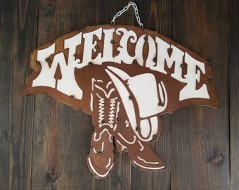 Welcome metal sign 26.5" x 19.5"