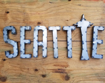 Seattle metal sign interior decor marque patio decoration Seattle sign wall art Seattle lettering Seattle perfect gift