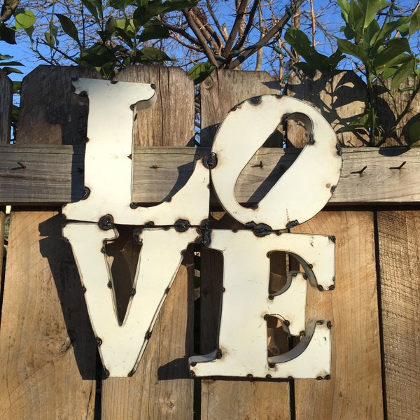 Love metal sign vintage look rustic 16.5" x 15.5"