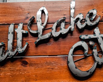 Salt Lake City metal sign wall decor salt lake city marquee lettering sign wall art