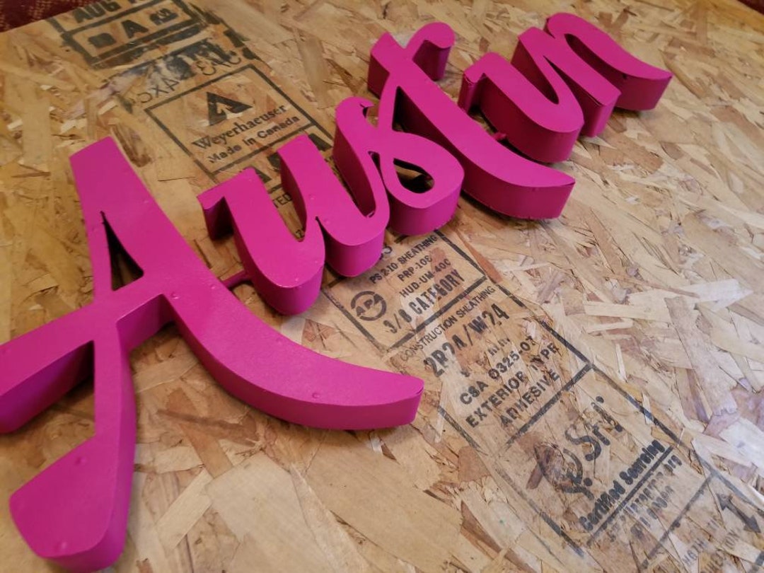 Austin Metal Sign Hot Pink - Etsy