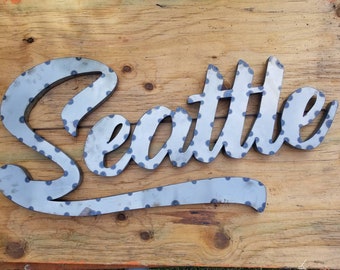 Seattle metal sign interior decor marque patio decoration Seattle sign wall art Seattle lettering
